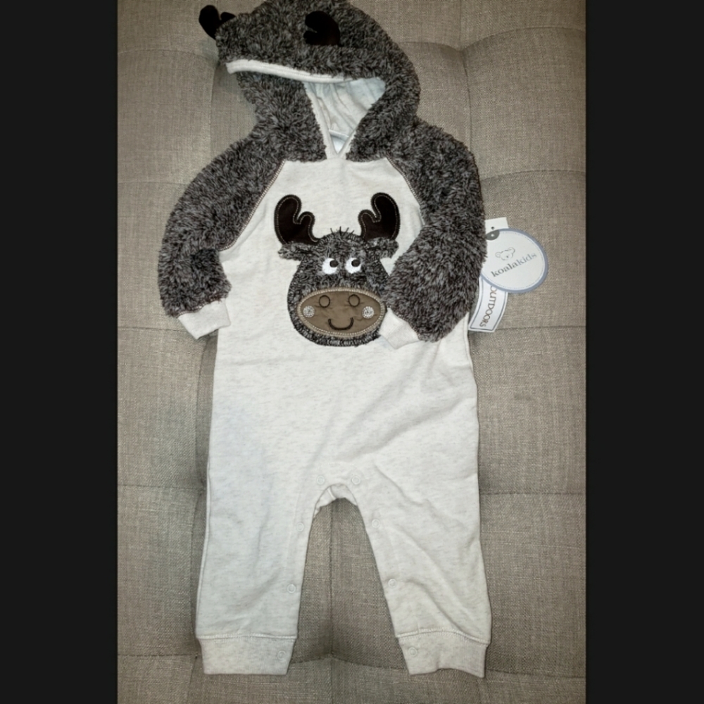 Baby Boy Moose Long Sleeve Romper